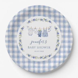 Een Zoete Bes Blauwe Baby Shower Papieren Bordje