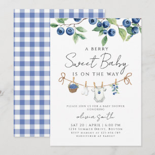 Een Zoete Bes Blauwe Bes Baby Shower Kaart