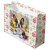Een zoete Boston Terrier Kerst Groot Cadeauzakje (Voorkant Gekanteld)
