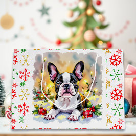 Een zoete Boston Terrier Kerst Groot Cadeauzakje