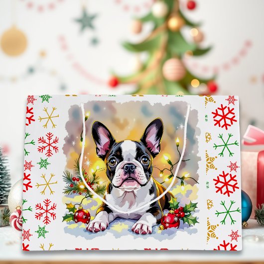 Een zoete Boston Terrier Kerst Groot Cadeauzakje