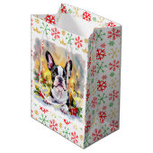 Een zoete Boston Terrier Kerst Medium Cadeauzakje (Voorkant Gekanteld)