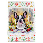Een zoete Boston Terrier Kerst Medium Cadeauzakje (Achterkant)