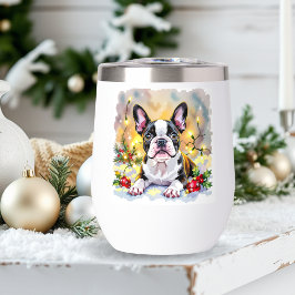 Een zoete Boston Terrier Kerstmis