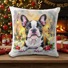 Een zoete Boston Terrier Kerstmis Kussen