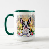 Een zoete Boston Terrier Kerstmis Mok (Links)