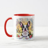 Een zoete Boston Terrier Kerstmis Mok (Links)