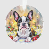 Een zoete Boston Terrier Kerstmis Ornament (voorkant)