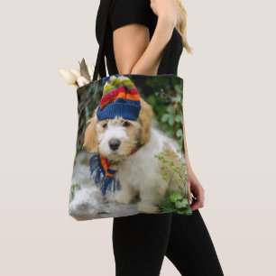 Een zoete Cavachon puppy in een Pet van de winter Tote Bag