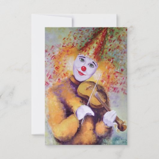 Een zoete clown die de viool speelt aankondiging (Voorkant)