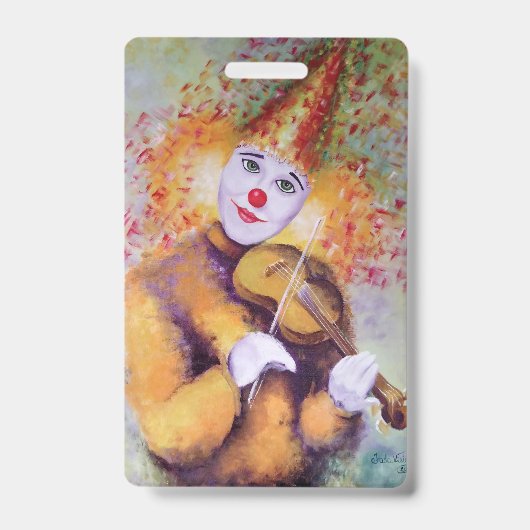 Een zoete clown die de viool speelt badge (Voorzijde)