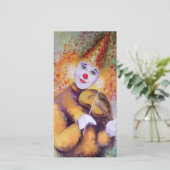 Een zoete clown die de viool speelt bedankkaart (Staand voorkant)