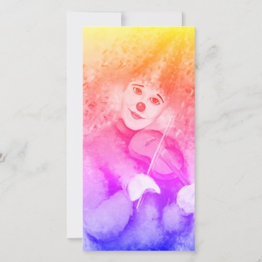 Een zoete clown die de viool speelt bedankkaart (Achterkant)