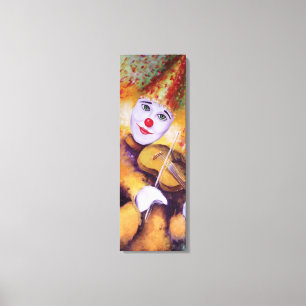 Een zoete clown die de viool speelt canvas afdruk