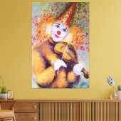 Een zoete clown die de viool speelt canvas afdruk (Insitu (Woonkamer))