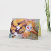 Een zoete clown die de viool speelt kaart (Achterkant)