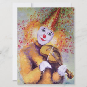 Een zoete clown die de viool speelt kaart
