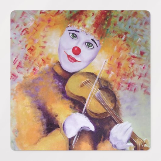 Een zoete clown die de viool speelt labels (Design 2)