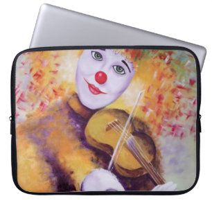 Een zoete clown die de viool speelt laptop sleeve