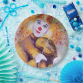 Een zoete clown die de viool speelt papieren bordje (Feest)