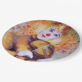 Een zoete clown die de viool speelt papieren bordje (Gekanteld)
