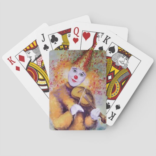 Een zoete clown die de viool speelt pokerkaarten (Achterkant)