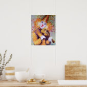 Een zoete clown die de viool speelt poster (Keuken)