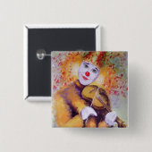 Een zoete clown die de viool speelt vierkante button 5,1 cm (Voorkant /achterkant)