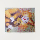 Een zoete clown die de viool speelt wandkleed (Voorkant (horizontaal))