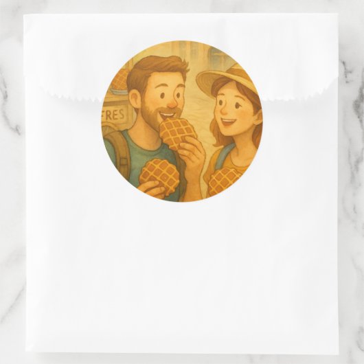 Een zoete dag in België - Waffle Lovers Gift Stick Ronde Sticker (Tas)