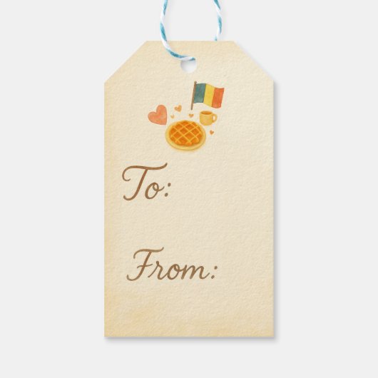 Een zoete dag in België - Whimsical Gift Label Cadeaulabel (Achterkant)