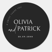 Een zoete dank je trouwcadeautje label sticker (Voorkant)