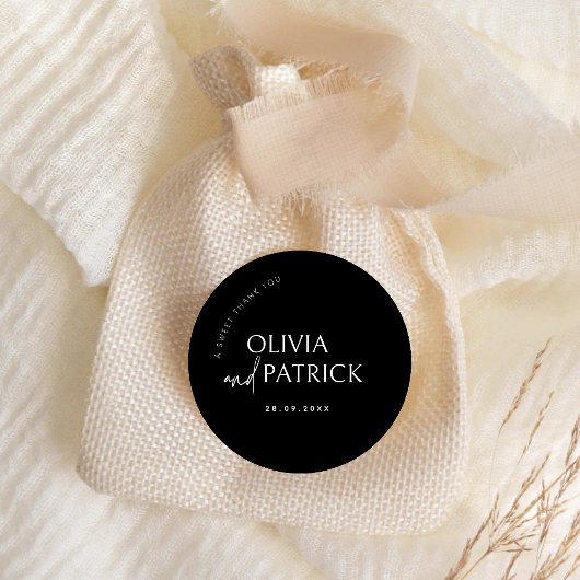 Een zoete dank je trouwcadeautje label sticker