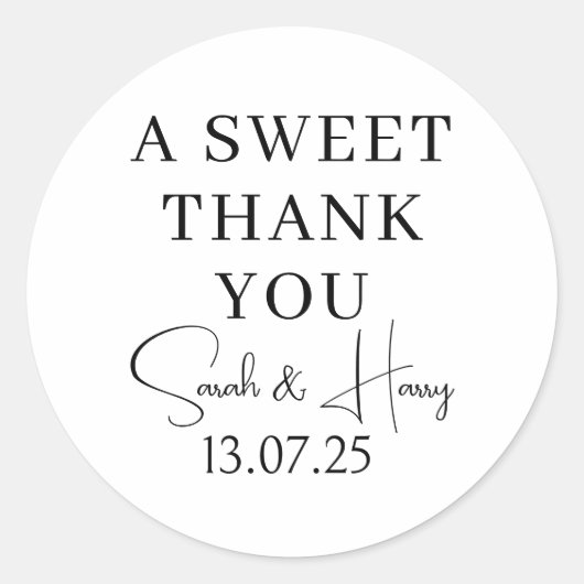Een zoete dank je wel // Moderne trouwstickers,  Ronde Sticker (Voorkant)