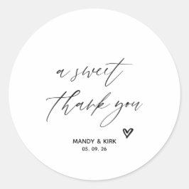Een Zoete Dank Minimalistische Trouw Bruidsfavor  Ronde Sticker