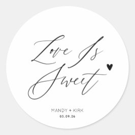 Een Zoete Dank Minimalistische Trouw Bruidssuikers Ronde Sticker