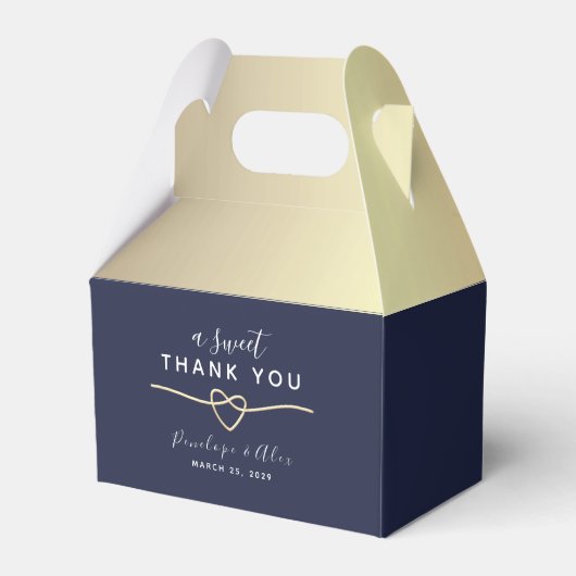 Een zoete dank u marineblauwe bruiloft gunst box bedankdoosjes (Achterkant)