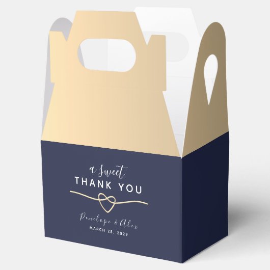 Een zoete dank u marineblauwe bruiloft gunst box bedankdoosjes (Geopend)