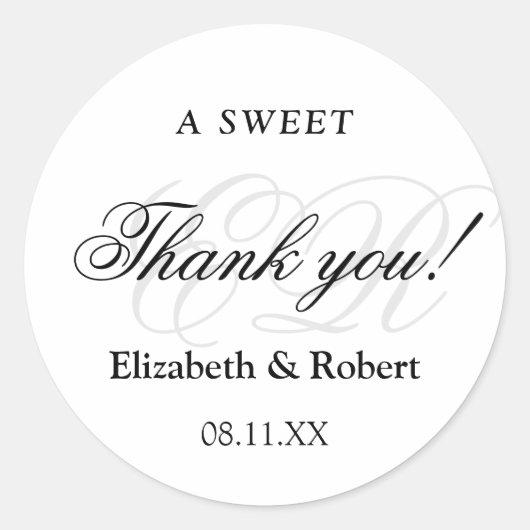 Een zoete dank u Minimalistische bruiloft Ronde Sticker (Voorkant)