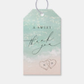 Een zoete dank u Modern Script Sand Hearts Beach Cadeaulabel (Voorkant)