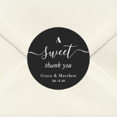 Een zoete dank u zwart wit combo bruiloft gunst ronde sticker