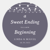 Een zoete die eindigt op een nieuw begin-huwelijk ronde sticker (Voorkant)