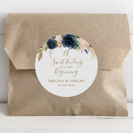 Een zoete die eindigt op een nieuw beginhuwelijk ronde sticker