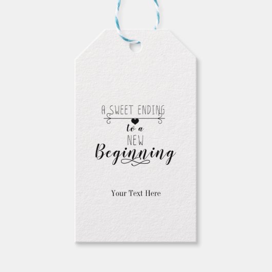 Een zoete die eindigt op een nieuwe bruiloft die b cadeaulabel (Voorkant)