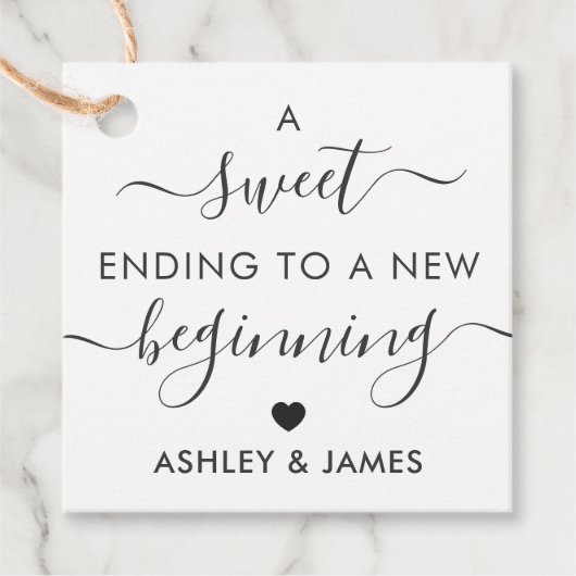 Een zoete eindigend op een nieuw beginnend cadeaut bedankjes labels (Voorkant)