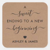 Een zoete eindigend op een nieuw beginnend cadeaut vierkante sticker (Voorkant)