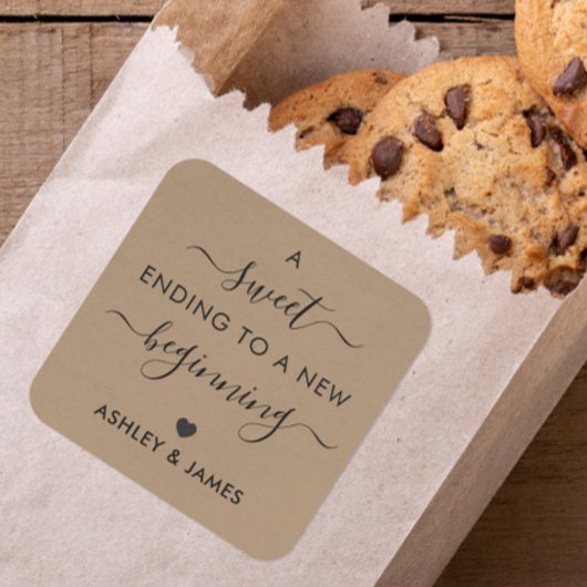 Een zoete eindigend op een nieuw beginnend cadeaut vierkante sticker