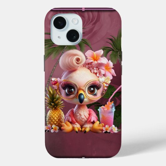 Een zoete flamingo in een tropisch paradijs Case-Mate iPhone case (Achterkant)