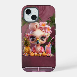 Een zoete flamingo in een tropisch paradijs iPhone 15 case