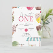 Een zoete ijsje voor de eerste verjaardag kaart (Staand voorkant)